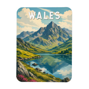 Ímã Gales Reino Unido Ilustração Viagem Arte Retro