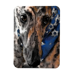 Ímã Galgo rajado em seu Bandana do feriado