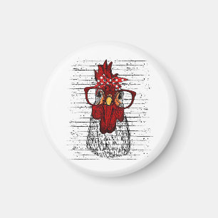 Imã Galinha com bandana e óculos bonitos