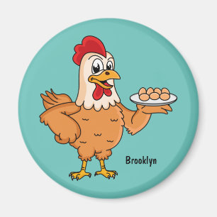 Imã Galinha com ovos na caricatura da placa