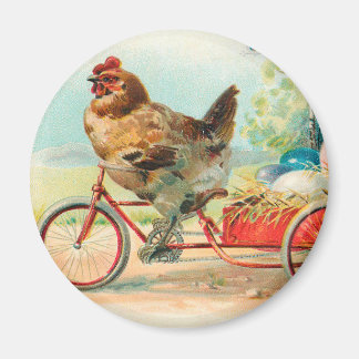 Imã Galinha-Páscoa-Vintage a Andar por um Ovo de Pásco