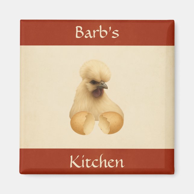 Imã Galinha Silkie Hen Cute Classy Refrigerator Magnet (Frente)