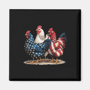 Imã Galinha Vermelha Engraçada da Bandeira Americana D
