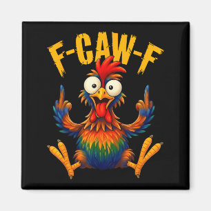 Imã Galo Caw Design Engraçado De Frango De Ave