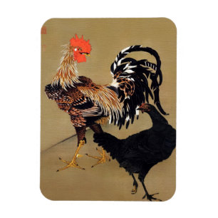 Ímã Galo e Galinha por Ito Jakuchu