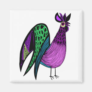 Imã Galo roxo da arte popular