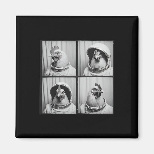 Imã Galo Temático Espacial Astronauta Galinha  (Frente)