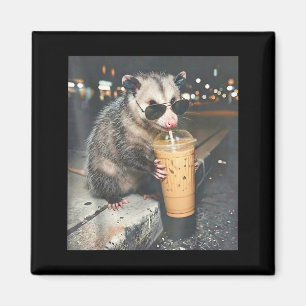 Imã Gambá bebendo café gelado meme engraçado de animal