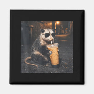 Imã Gambá legal bebendo café gelado meme engraçado de
