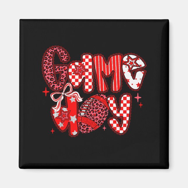 Imã Game Day Football Girly Lace Bow Team Srit Girls R (Frente)