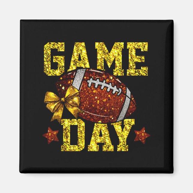 Imã Game Day Football Season Football Mama Gold Bow Ch (Frente)