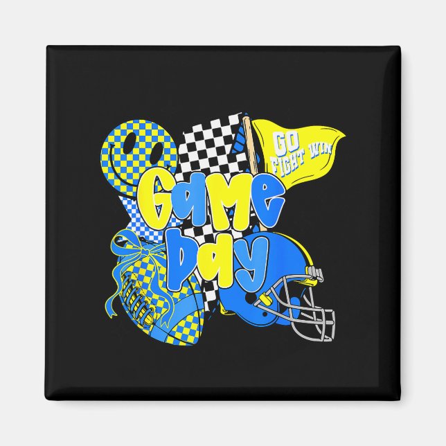Imã Game Day Football Team Srit Checkered Blue &amp; G (Frente)