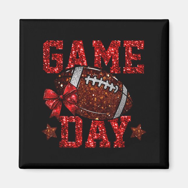 Imã Game Day Touchdown Football Mom Girls Go Cheer Mar (Frente)