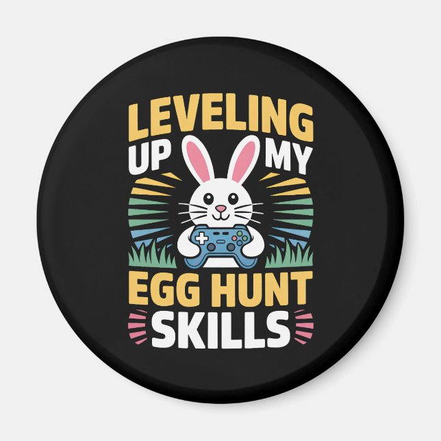 Imã Gamer Bunny Easter Egg Hunt Level Up Magnet (Frente)