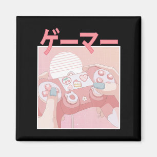 Imã Gamer Girl Anime Kawaii Jogando Um Vídeo Muito Bon