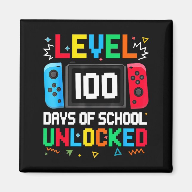 Imã Gamer Level Unlocked 100 Days Of School Student Bo (Frente)