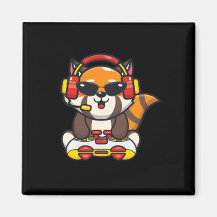 Imã Gamer Panda Vermelho Engraçado Amante de Pandas Ve