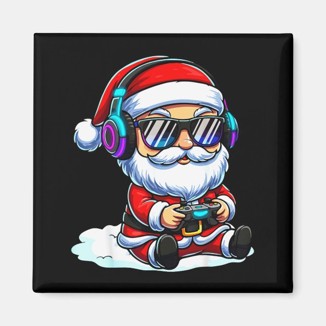 Imã Gamer Santa Video Game Christmas Gaming  (Frente)