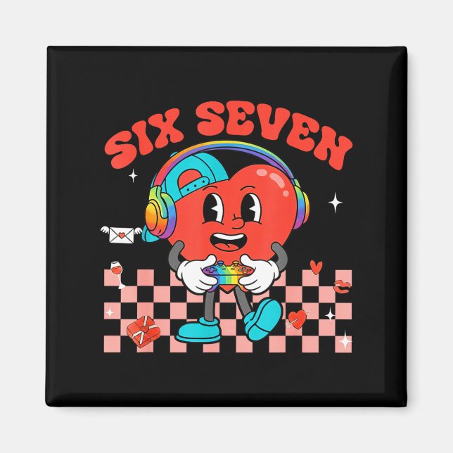 Imã Games Valentine 67 Six Seven Funny Gamer Heart Cut (Frente)