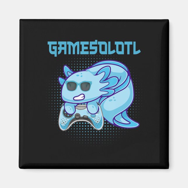 Imã Gamesolotl Axolotl Video Gamer Kawaii Animes Kids  (Frente)
