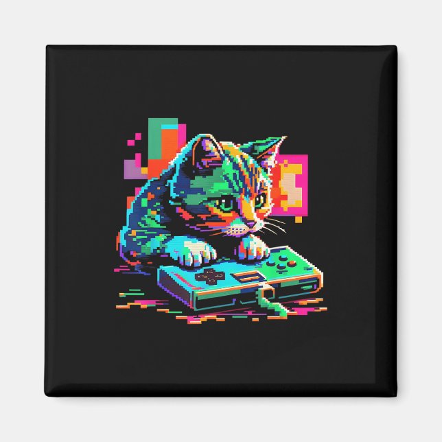 Imã Gaming de Gatos de 8 bits Gaming Gamer Gamer Kitte (Frente)