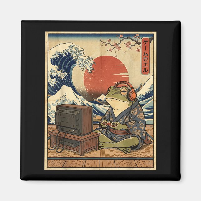 Imã Gaming Frog Art Ukiyo-e Japanese Gamer Anime Men W (Frente)