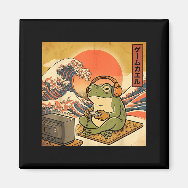 Imã Gaming Frog Art Ukiyo-e Japanese Gamer Anime Men W (Frente)