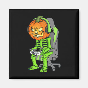 Imã Gaming Halloween Skeleton Jack O Lanterna Gamer Bo