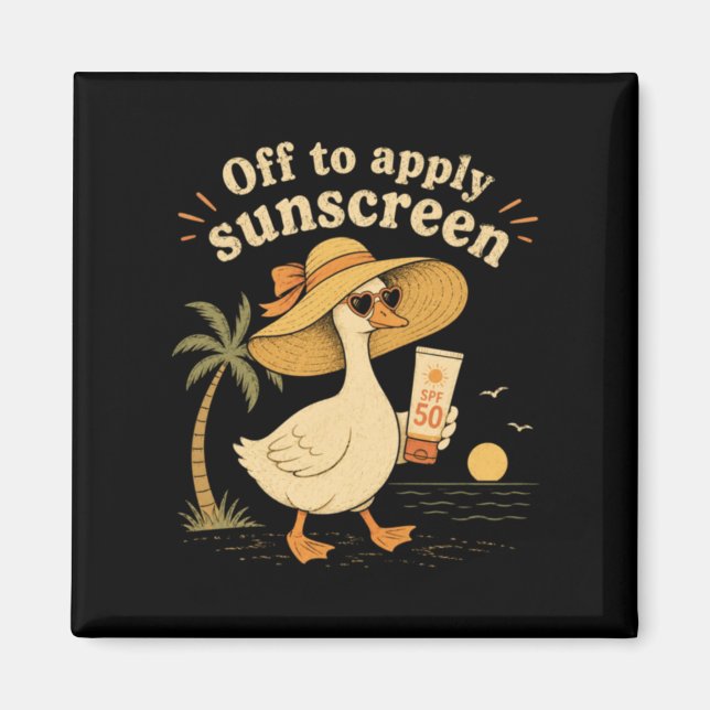 Imã Ganso Aplicando Protetor Solar Férias de Verão na  (Frente)