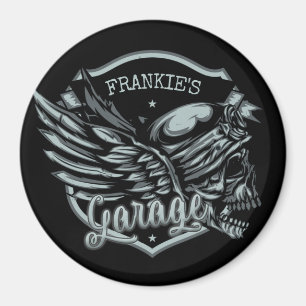 Imã Garagem de motocicleta de Biker Skull Wings