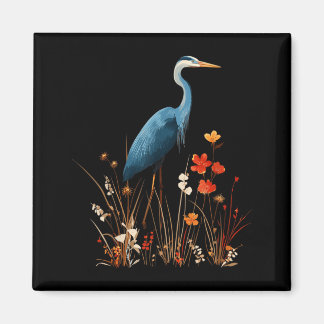 Imã Garça Azul Floral Flor Silvestre Observação de Pás