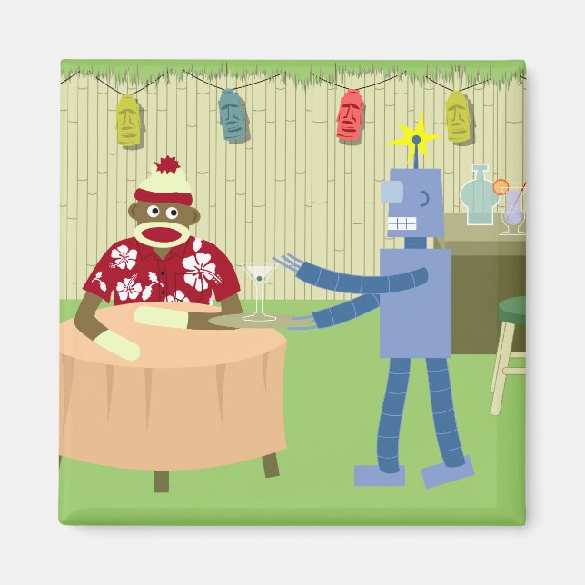 Imã Garçom Robot Macaco Sock (Frente)