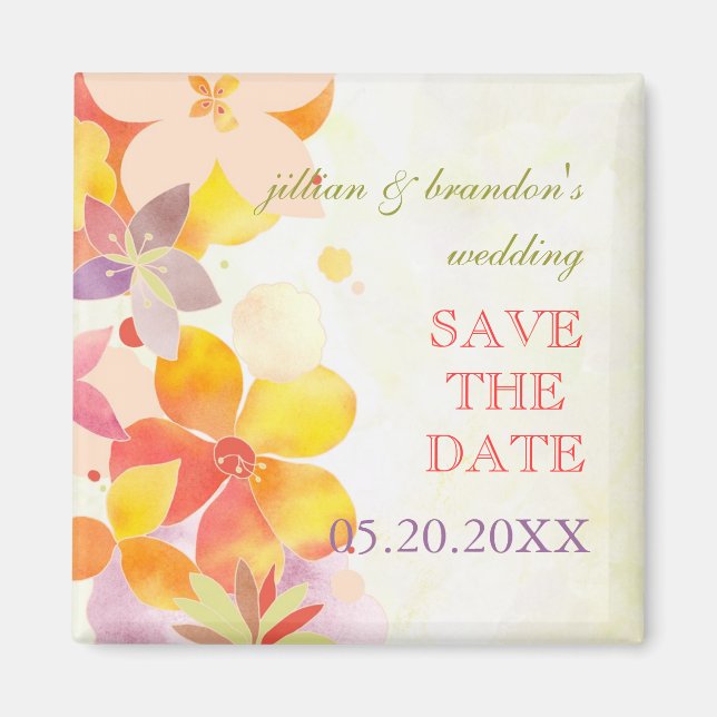 Imã Garden Elegance Floral Wedding Save the Date (Frente)