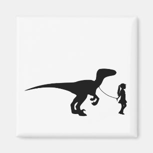 Imã Garota Andando De Pé Dinossauro Engraçado Ideia