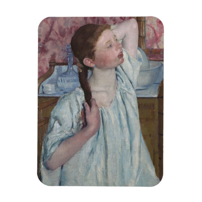 Ímã Garota arranjando seu cabelo, 1886 (óleo na canvas (Vertical)