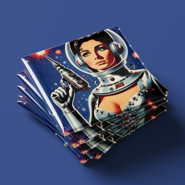 Imã Garota Astronauta de Ficção Científica Vintage (Criador carregado)