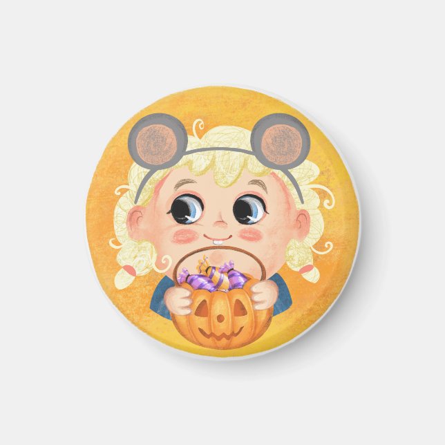 Imã Garota bonita em uma fantasia de Mouseen Pop de bo (Frente)