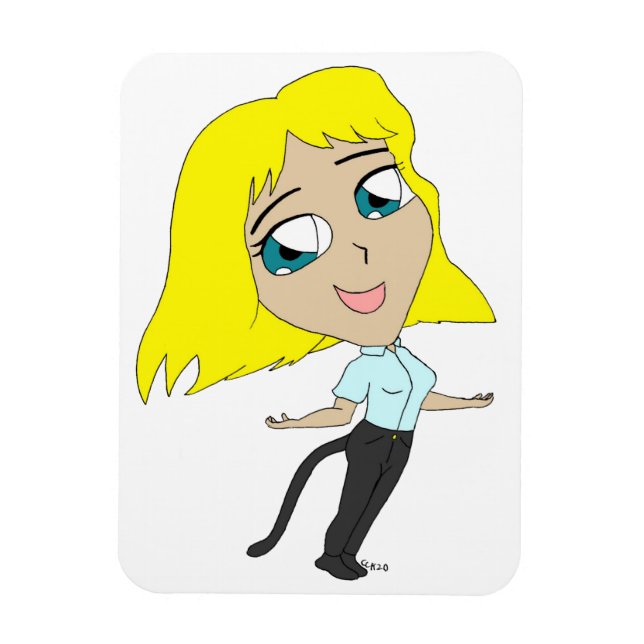 Ímã garota chibi com cauda (Vertical)