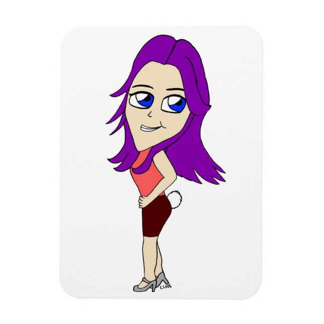 Ímã garota chibi com rabo de coelho (Vertical)