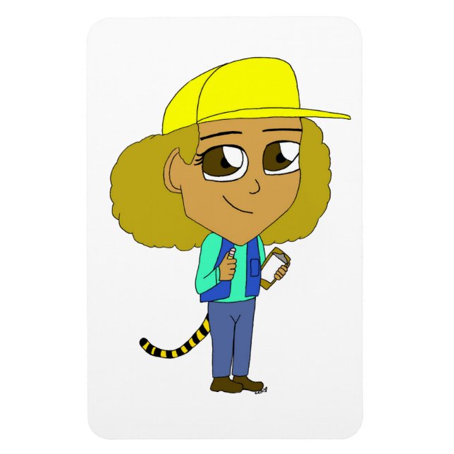 Ímã garota chibi com rabo de tigre (Vertical)