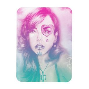 Ímã Garota colorida dos olhos Foto Magnet - Arco-íris