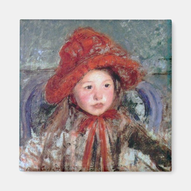 Imã Garota com chapéu vermelho grande, Mary Cassatt (Frente)