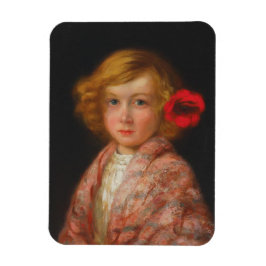 Ímã Garota com Flor Vermelho no Cabelo