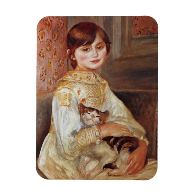 Ímã Garota com Gato, Auguste Renoir (Vertical)