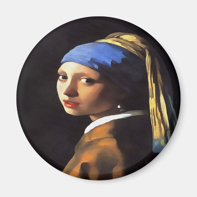 Imã Garota com pérolas ouvindo Johannes Vermeer (Frente)