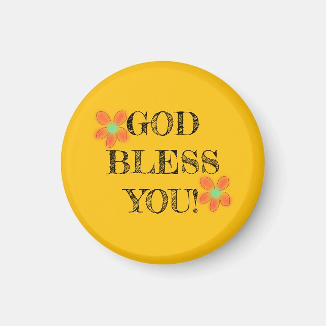 Imã Garota Cristã "Deus abençoe Você" Flores Vermelhas (Frente)