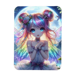 Ímã Garota de Anime Cabelo Arco-íris Cantando Fada da