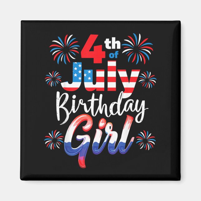Imã Garota de Aniversário de 4 de Julho (Frente)
