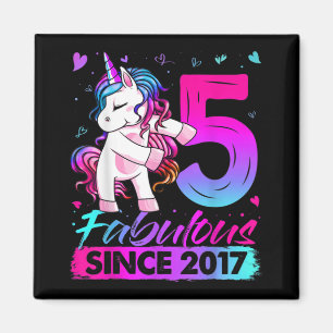 Imã Garota de Aniversário do 5 de Flautim Unicorn, 5 a