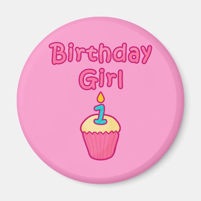 Imã Garota de aniversário do cupcake 1 (Frente)
